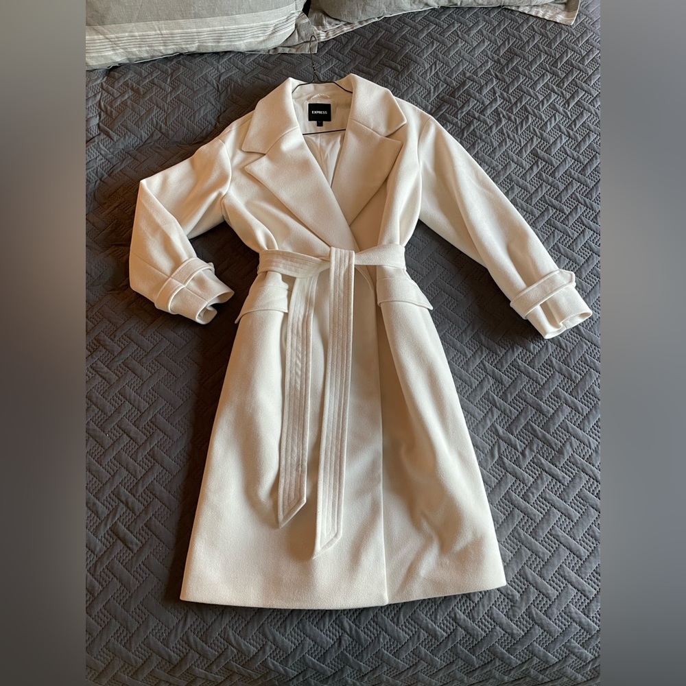 Express soft winter tie waist pea coat